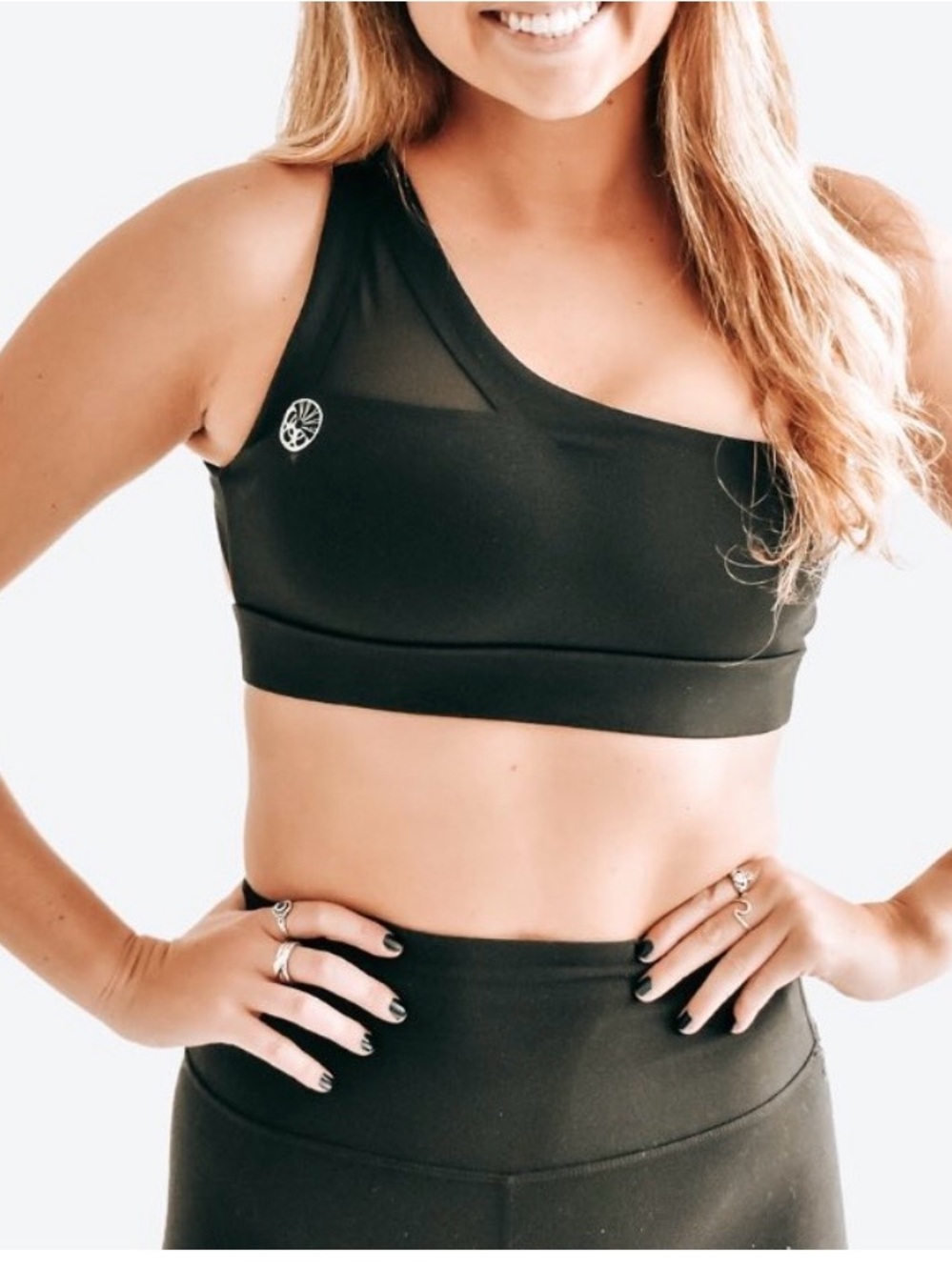 Asymmetric One-Shoulder Black Sports Bra